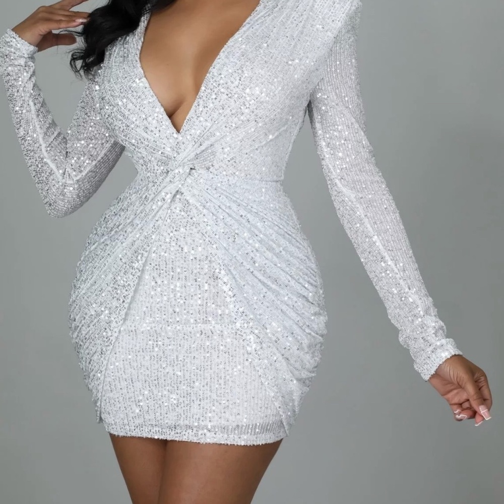Elegant Silver Sequin Dress